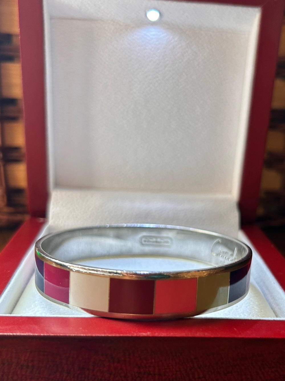 COACH 65th ANNIVERSARY Signature Striped Enamel Bangle Bracelet -EUC- - Picture 8 of 16